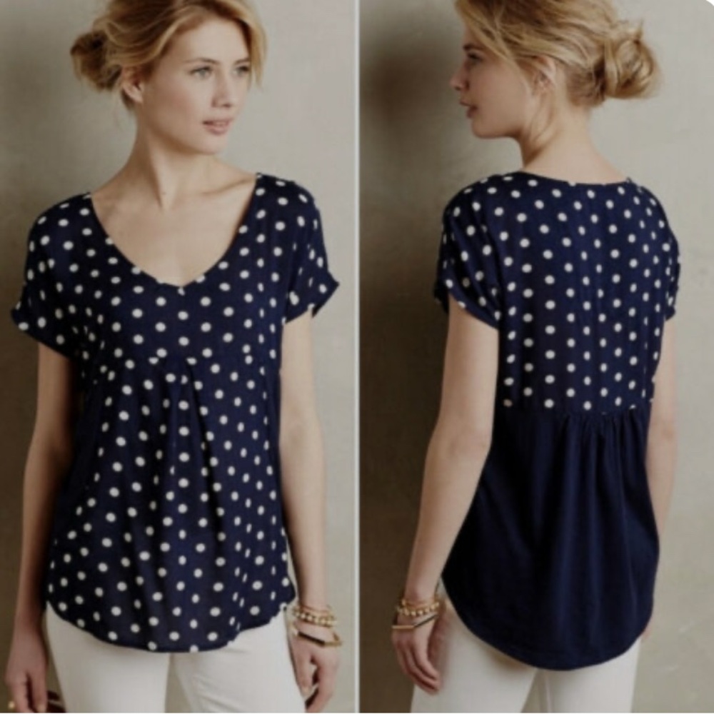 Anthropologie Porridge Elva Polka Dot Short Sleeve Top Size S